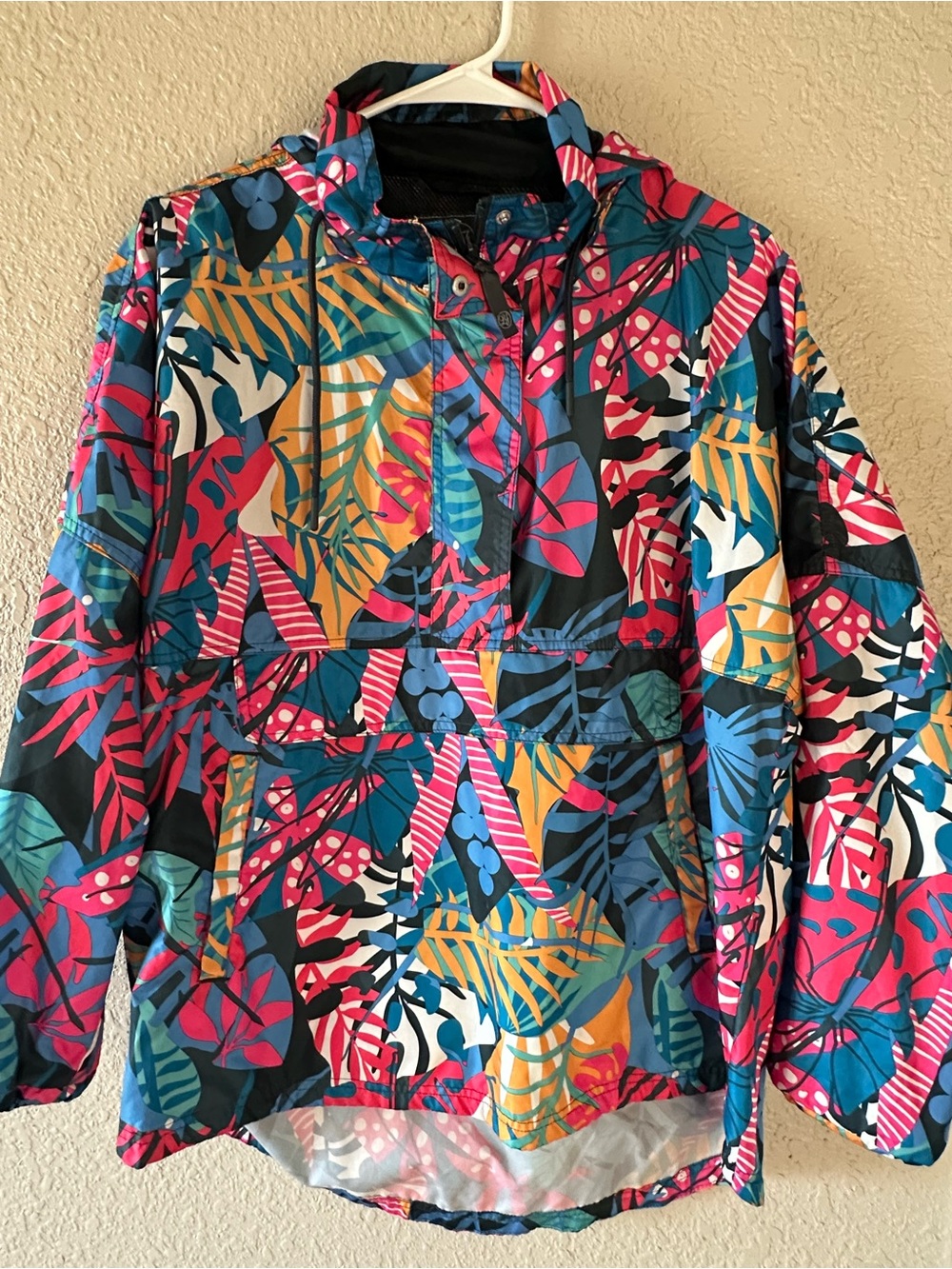 Lauren James Hooded Pullover Anorak Windbreaker Rain Jacket Multicolor Sz M